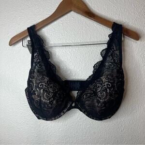 Thirdlove black tan nude 24/7 lace contour plunge bra 34F
